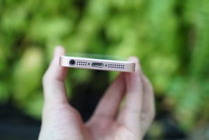 35-mm headphone jack, microphone, Lightning port, and speaker grille
