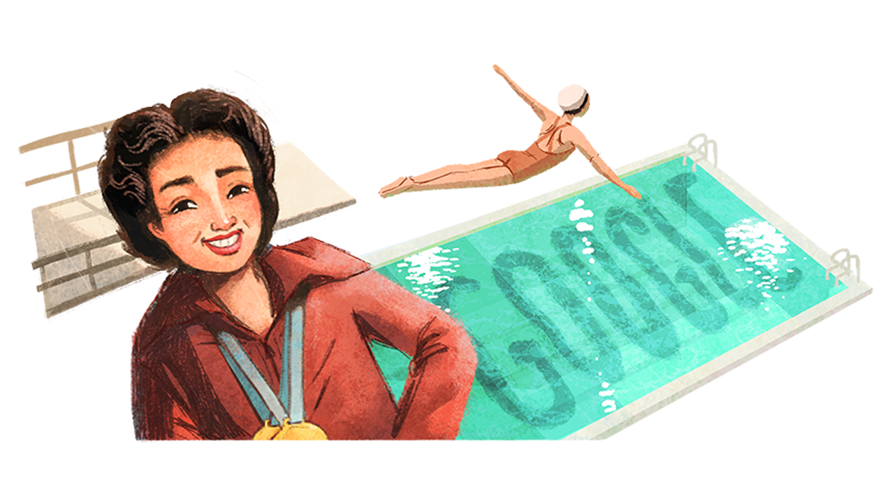 Google Doodle featuring the first Fil-Am woman to win Olympic gold