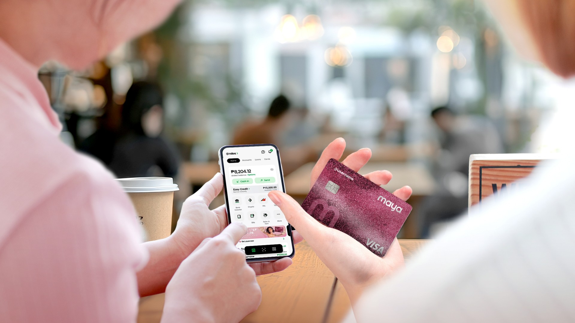 Maya Pink Glitter Visa Card