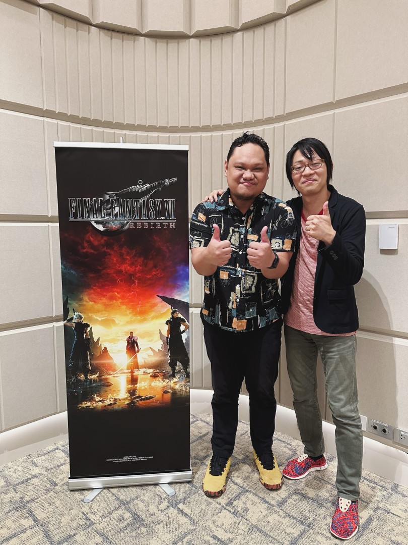 GadgetMatch Managing Editor Rodneil Quiteles with Final Fantasy VII Rebirth game director Naoki Hamaguchi